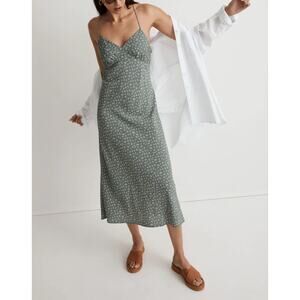 Madewell Green Floral Midi Dress